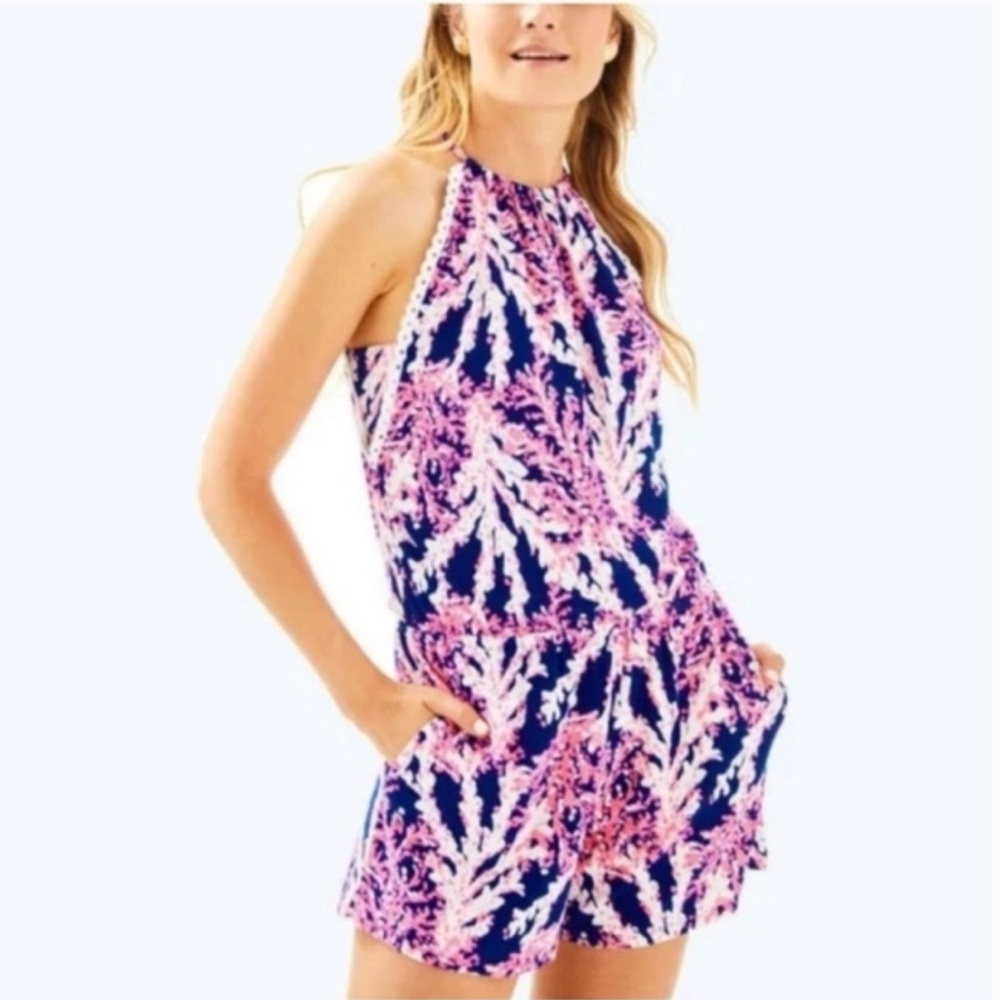 Women’s Lilly Pulitzer Gianna Romper in Nauti Navy Print size XXS